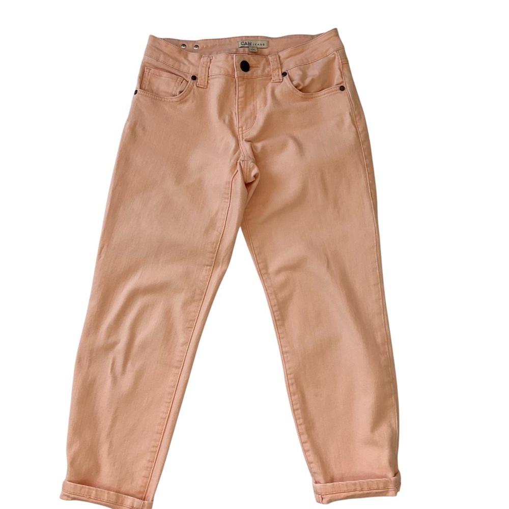 CAbi Bree Creamsicle Peach Crop Capri Stretch Denim Jeans Style# 329 Size 2 - Picture 3 of 14